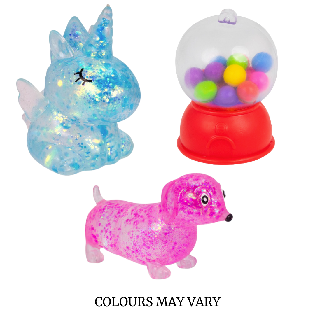Scrunchems Delight Bundle: Sugar Unicorn, Sausage Dog, and Squishy Gumball Machine!