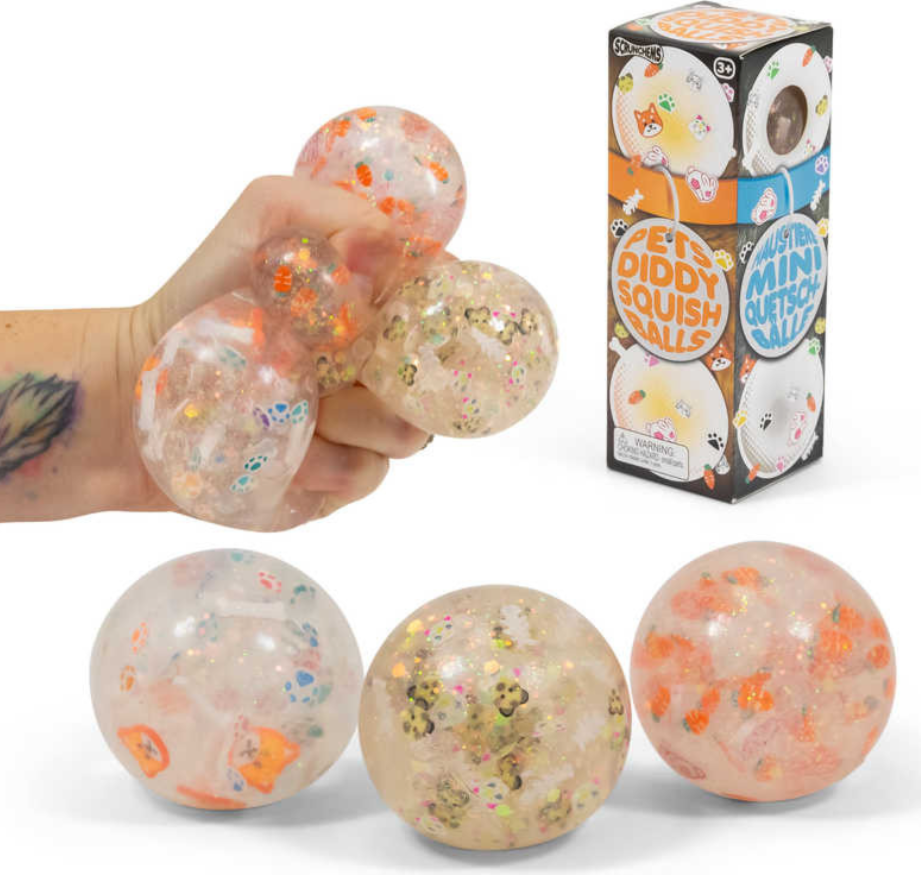 3PK ScunchyHeroes Pets Diddy Squish Ball