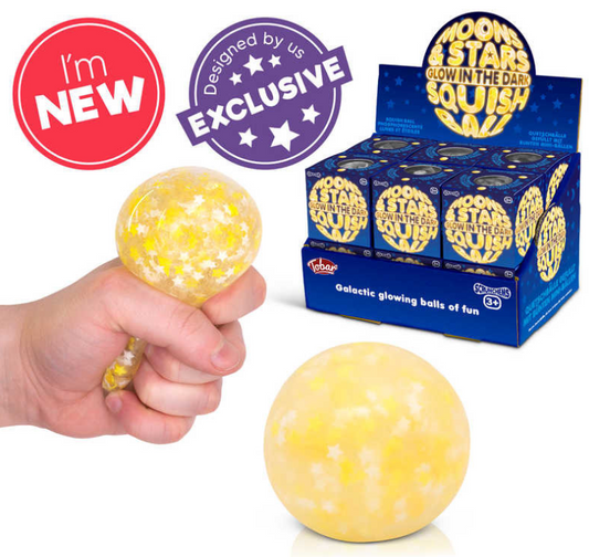 SCRUNCHEMS GLOW IN THE DARK MOON AND STARS SQUISHBALL