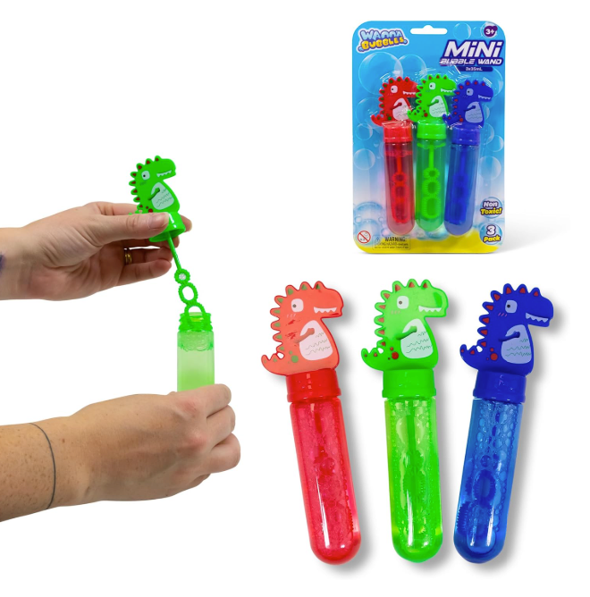 3pk Dinosaur Mini Bubble Wands