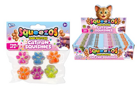 Squeezos Mini Glitter Cat Paws -  6 Pack