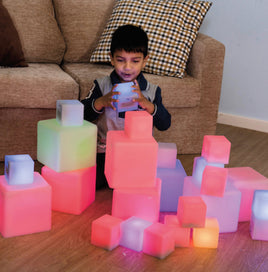 Sensory ICT Glow Construction Blocks Cubes 12pk - SENsory Toys4U